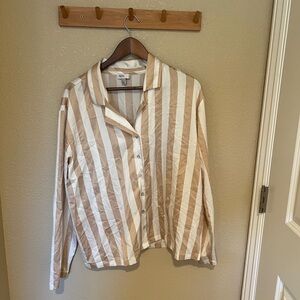 Nordstrom Tan and White Pajama Set